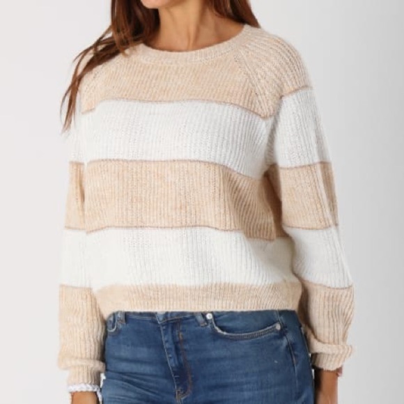 ONLY Malone Striped Crewneck Knit Sweater - Picture 2 of 10